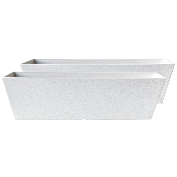 Algreen Acerra 22 in. x 6 in. x 6 in. H White Composite Windowbox Planter (2-Pack)