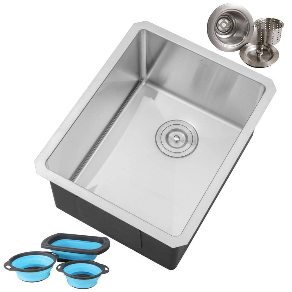 eModernDecor Undermount 16-Gauge Stainless Steel 16 in. x 20 in. x 10 in.  Single Bowl Kitchen Sink Combo ARL-R1620-CKC - The Home Depot