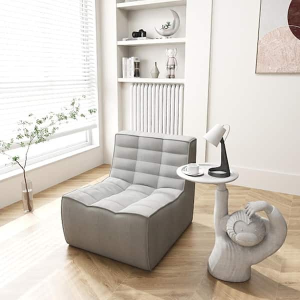 Magic Home Gray Linen Polyester Small(Under 30 in.)Lazy Floor Singel Sofa Chair  Modern Corner Relax Bean Bag, No Assembly Needed