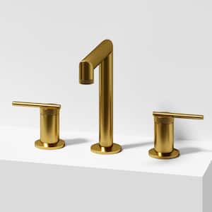 Sterling Two Handle Three-Hole Widespread Bathroom Faucet in Matte Brushed Gold