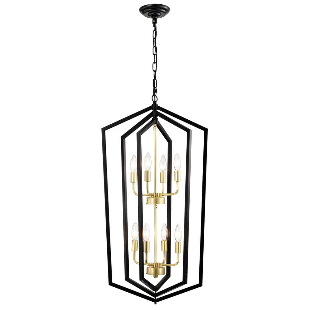 8-light Black and Gold Rotatable Adjustable Geometric Chandelier for Kitchen Island with No Bulbs Included price history on PriceWatchPro