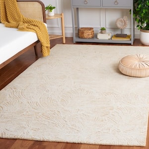 Ebony Gold/Ivory 6 ft. x 6 ft. Floral Square Area Rug