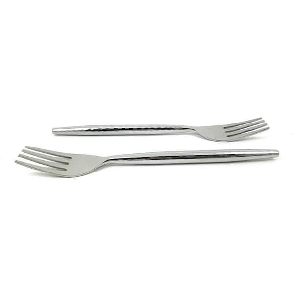Vibhsa Stainless Steel Dinner Forks Set of 6-Pieces (Hammered, Silver Glossy)