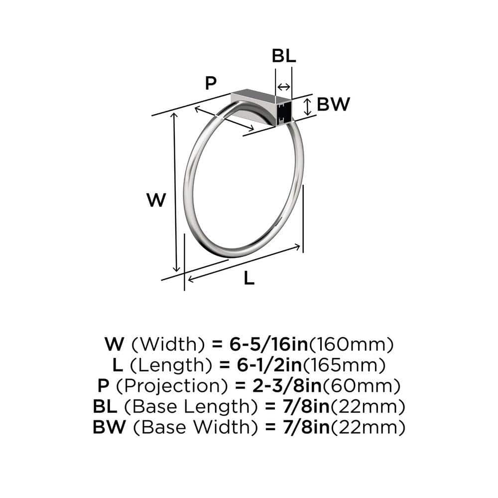Chrome 6-1/2 Inch Wall Mounted Towel Ring
