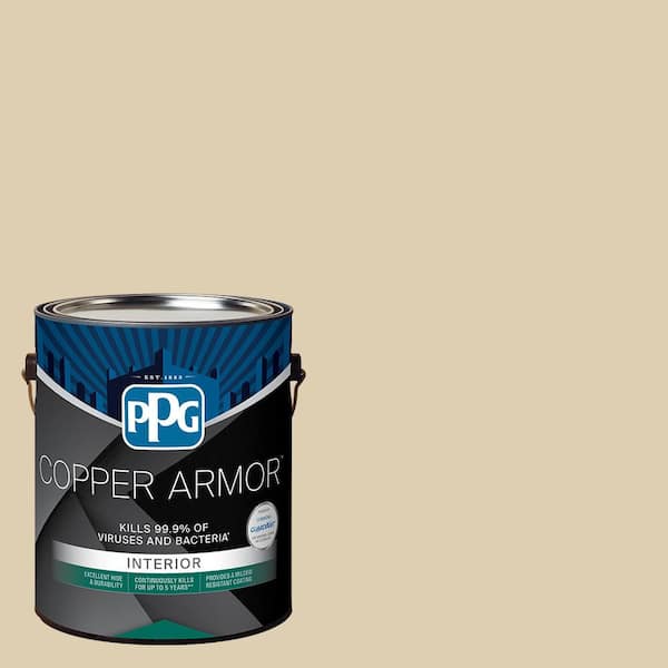 COPPER ARMOR 1 gal. PPG1098-3 Sand Fossil Eggshell Antiviral and Antibacterial Interior Paint with Primer