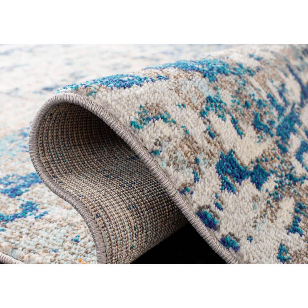 Madison 9' Square Gray and Blue Abstract Synthetic Rug