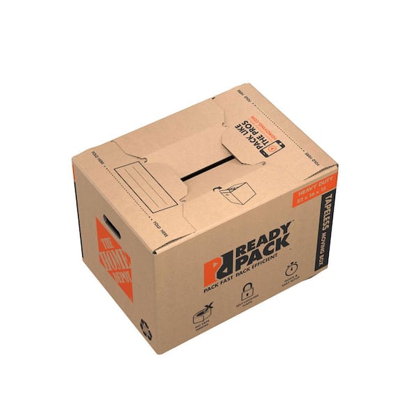 The Home Depot 22 in. L x 16 in. W x 15 in. D Tapeless Heavy Duty Medium Moving Box with Handles