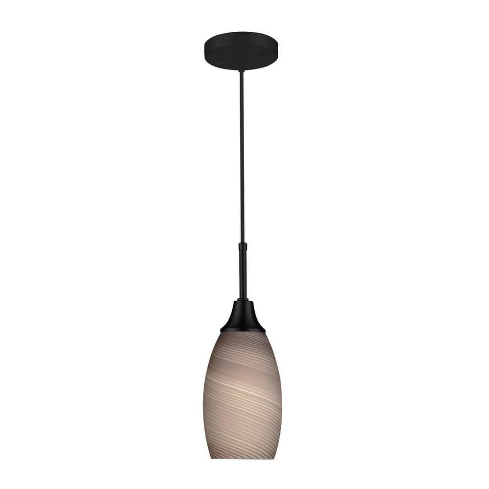 Peak 1-Light Black and Brown Glass Pendant