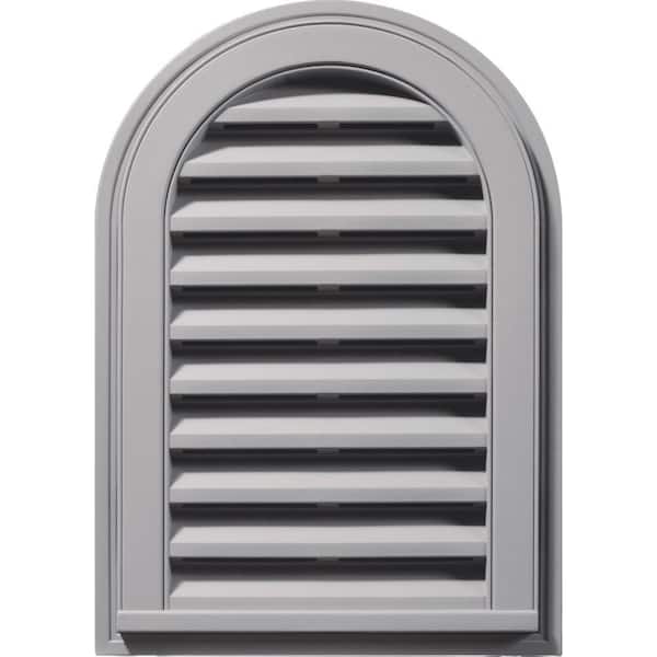Builders Edge 14 in. x 22 in. Round Top Gray Plastic Weather Resistant Gable Louver Vent