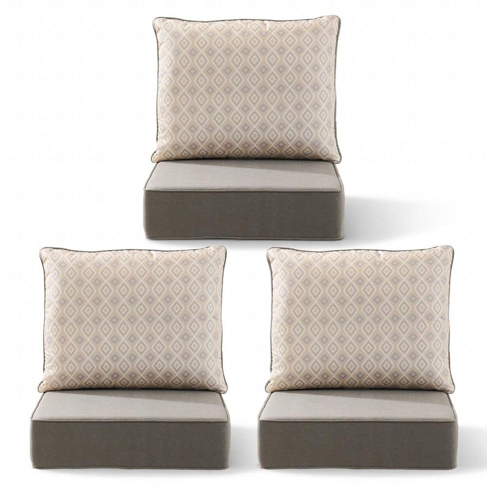 22 in. x 24 in. x 6 in. 6-Piece Olefin Deep Thick Seating Outdoor Lounge Chair Sofa Replacement Cushion in Light Gray price history on PriceWatchPro