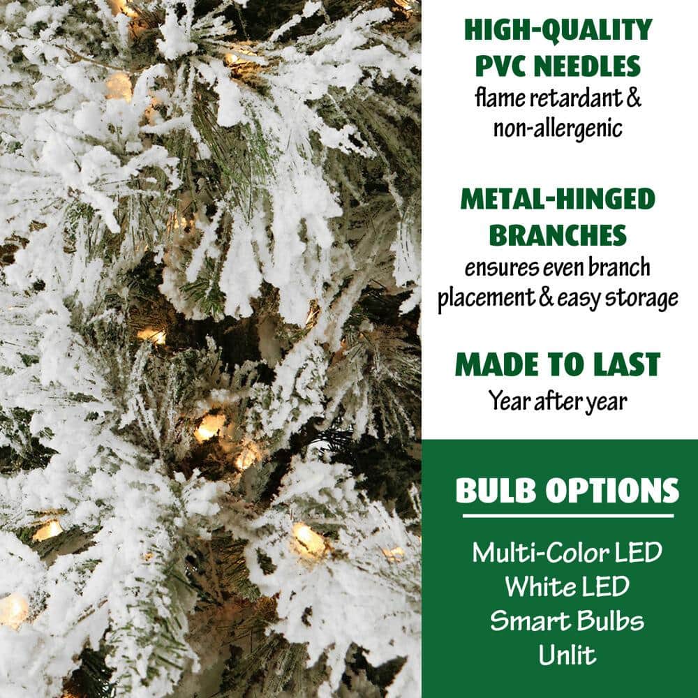 9ft White Flocked Pine Pre-Lit Artificial Christmas Tree
