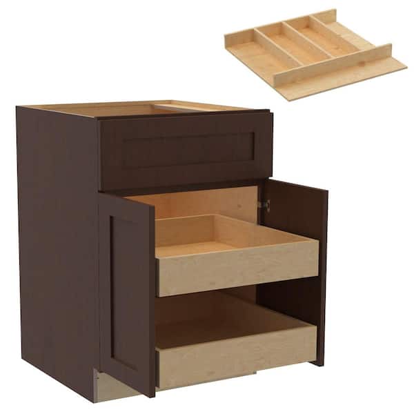 Home Decorators Collection Newport 24 in. W x 24 in. D x 34.5 in. H Assembled Plywood Base Kitchen Cabinet in Manganite with 2ROT Utility Soft Cls