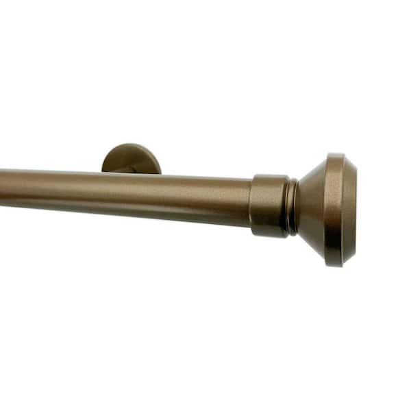 Tekno Pro 132" Non-Adjustable 1.13 in. Diameter Decorative Traverse Curtain Rod with Santos Finial in Champagne