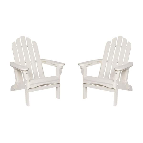 Shine Company 37in. H Eggshell White Folding Wood Outdoor Adirondack Chair Set of 2
