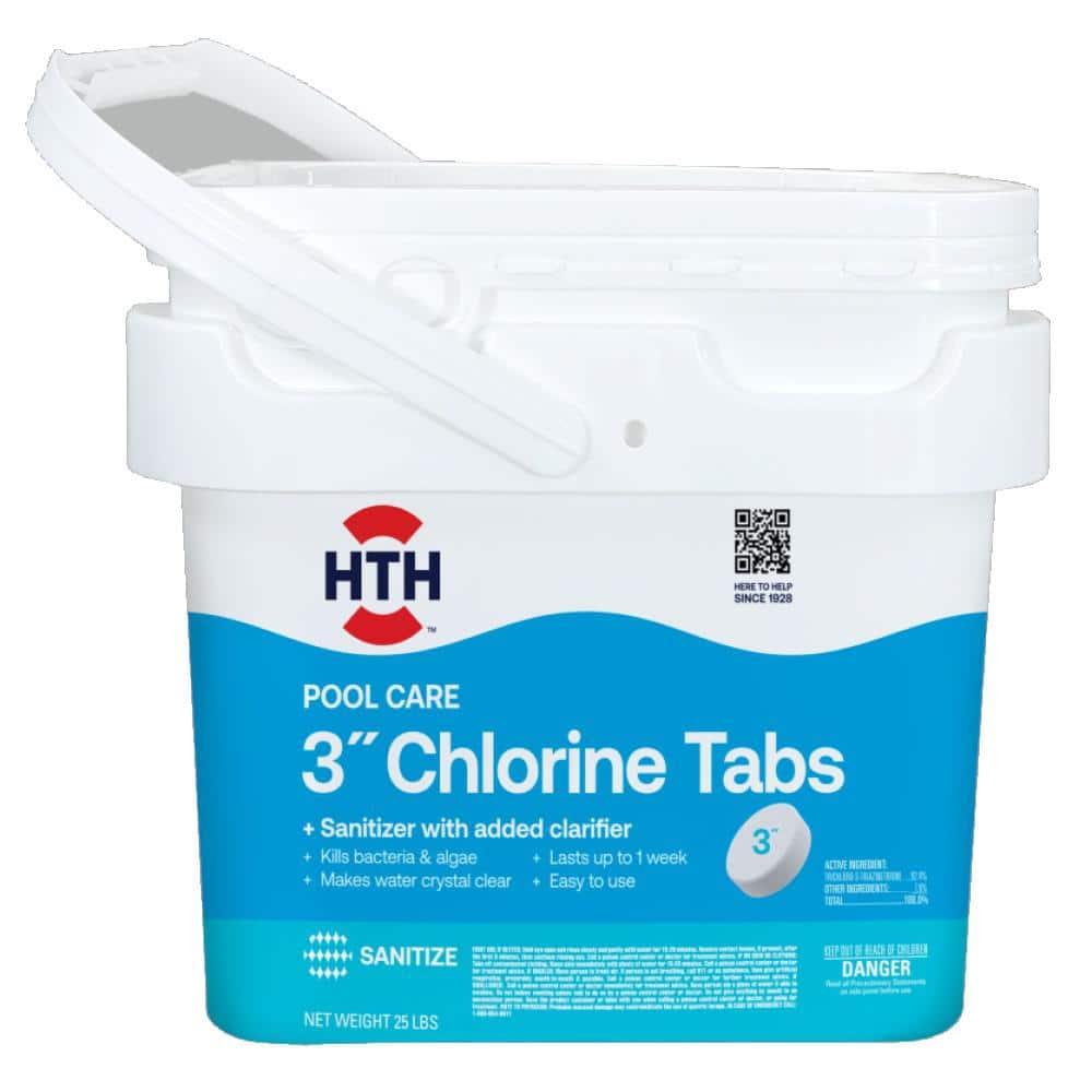 HTH 3 in. 25 lbs. Pool Care Chlorine Tablets (Wrapped Tabs) (57 oz. x 7 ...