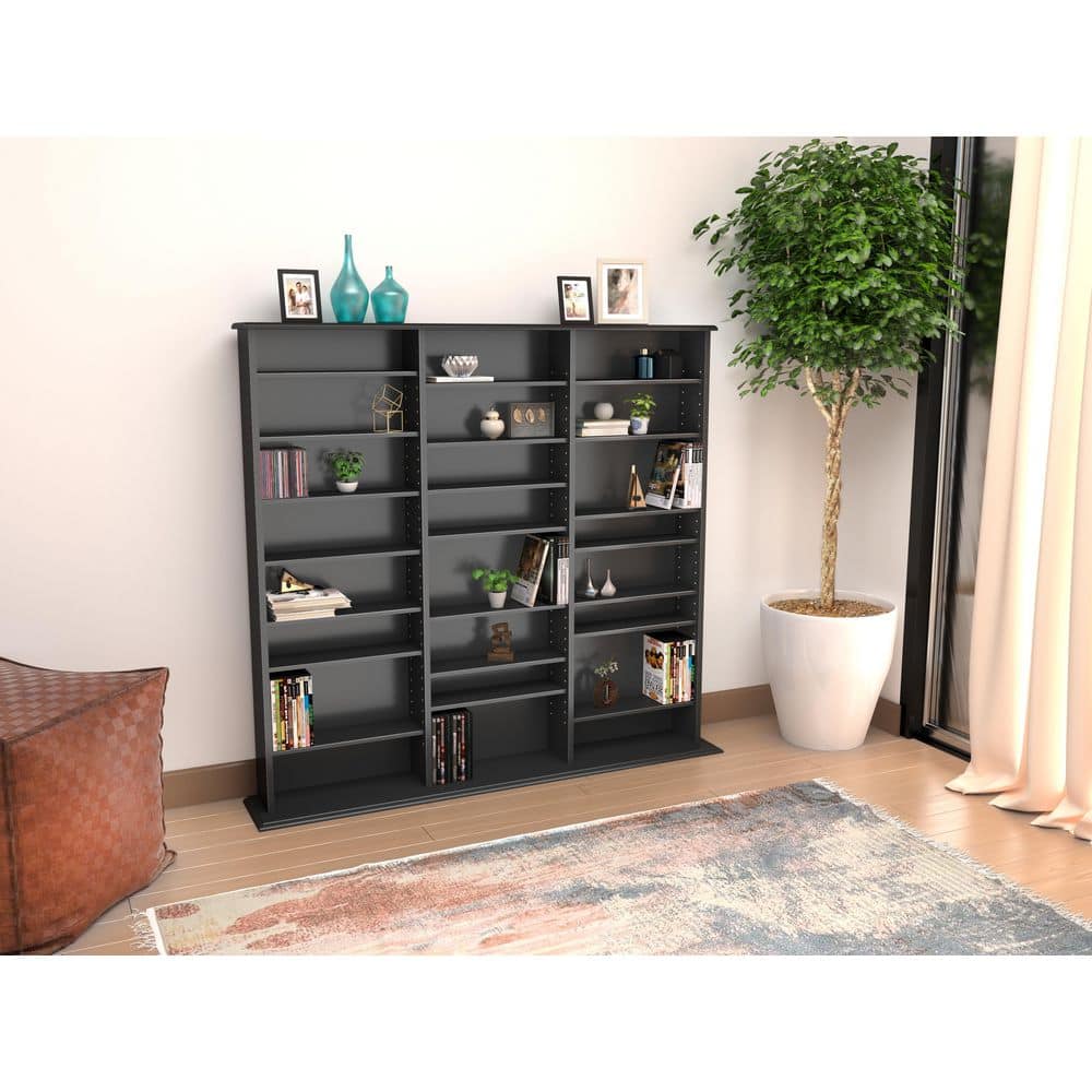 Sleek Deep Black Laminated Wood Composite Media Storage