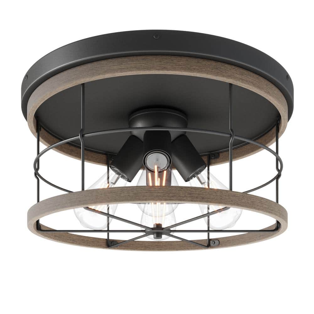 Modern 18.11 in. 4-Light Farmhouse Drum Flush Mount Cage Industrial Charm C
