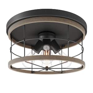 Modern 18.11 in. 4-Light Farmhouse Drum Flush Mount Cage Industrial Charm Ceiling Lamp