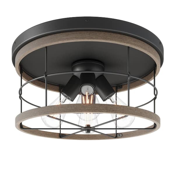 aiwen Modern 18.11 in. 4-Light Farmhouse Drum Flush Mount Cage Industrial Charm Ceiling Lamp