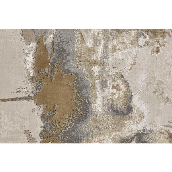 5 x 8 Gray and Ivory Abstract Area Rug