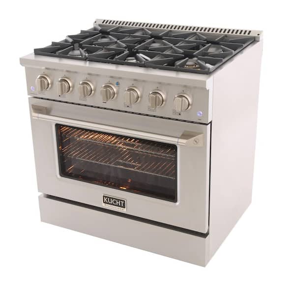 Pro-Style 36 in. 5.2 cu. ft. Natural Gas Range with Convection Oven in  Stainless Steel and Silver Oven Door