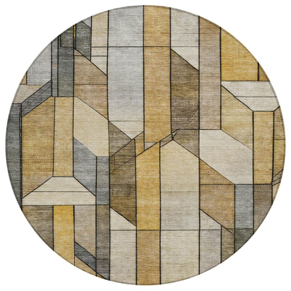 Chantille Machine Washable Indoor/Outdoor Abstract ACN2867 Brown 8 ft. x 8 ft. Round Rug price history on PriceWatchPro
