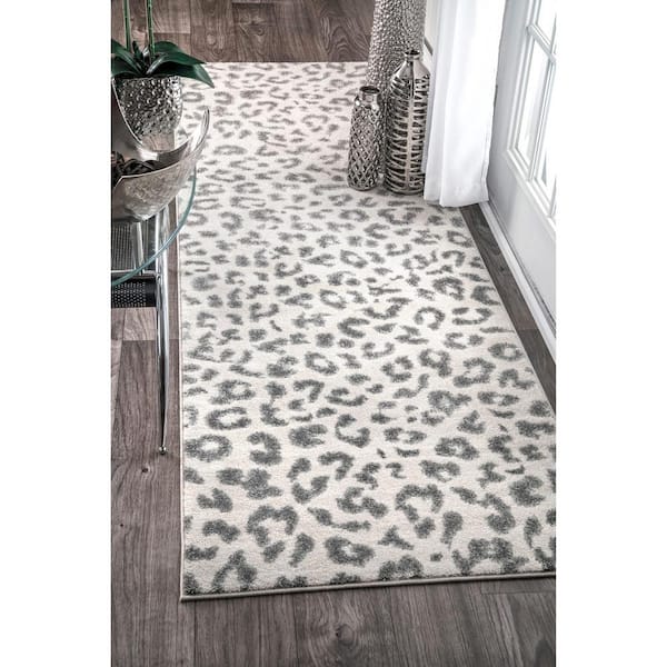 Sebastian Leopard Print Gray 2 ft. x 8 ft. Rectangle Indoor Runner Area Rug