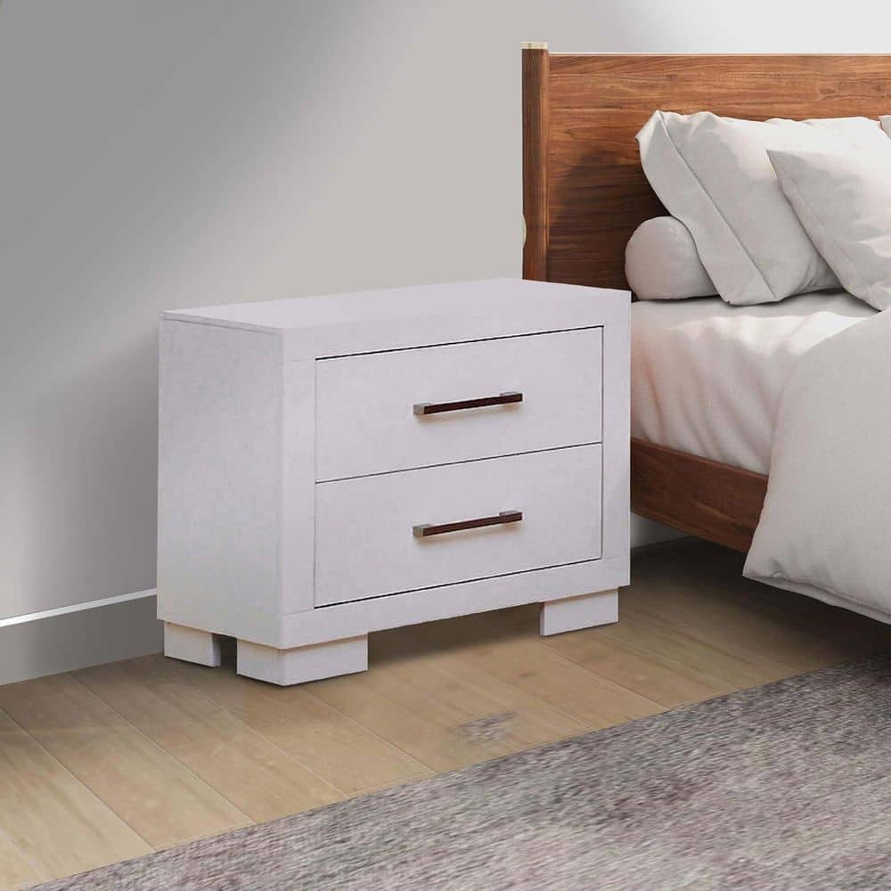 Crisp White 2 Drawer 26 in. W Nightstand with Sturdy Hardware and Ample Storage