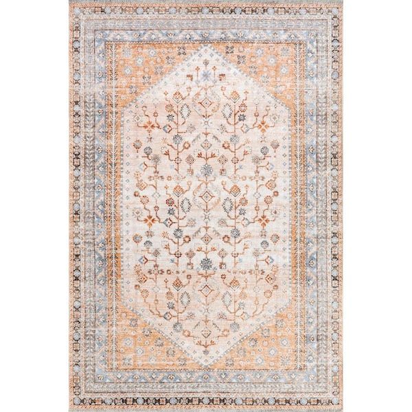 RUGS USA Sunsari Geometric Machine Washable Peach 8 ft. x 10 ft. Indoor/Outdoor Patio Rug