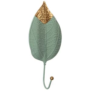 Metal Decorative Modern Wall Mounted Hook Leaf Design Single Prong Hanger, Elliptical Leaf