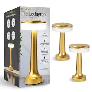 The Lexington 7.7 in. Gold Modern Cordless Rechargeable Integrated LED Table Lamp (2-Pack)