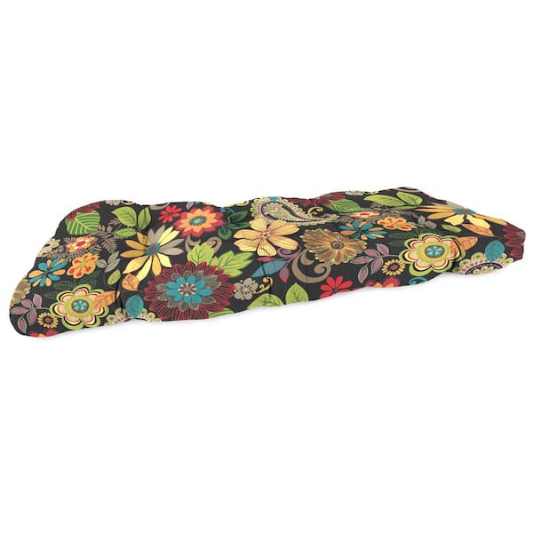 Jordan Manufacturing 44 in. L x 18 in. W x 4 in. T Tufted Outdoor Wicker Bench Cushion in Gaya Pizzazz
