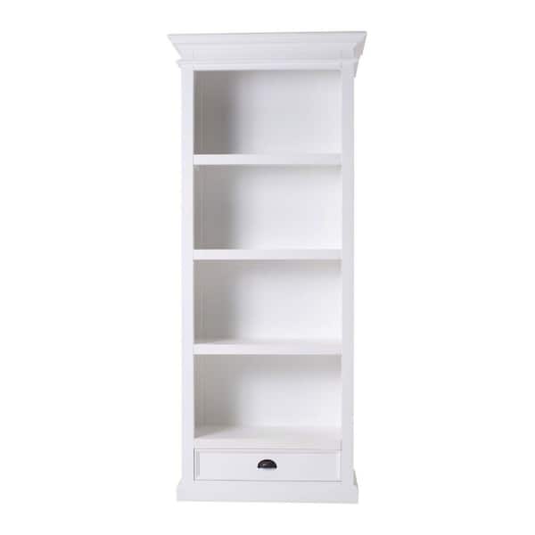 HomeRoots Bernadette 31.5 in. Wide Classic White 4-Shelf Standard Bookcase