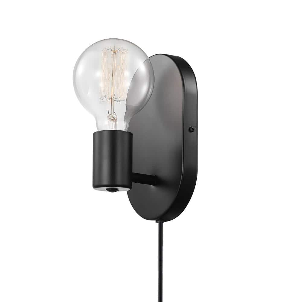 Novogratz x Depot Globe Linus Home Modern Plug-in - Electric or Matte Sconce Wall 51488 Black Hardwire 1-Light The