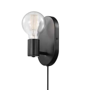 Linus 1-Light Matte Black Plug-in or Hardwire Modern Wall Sconce