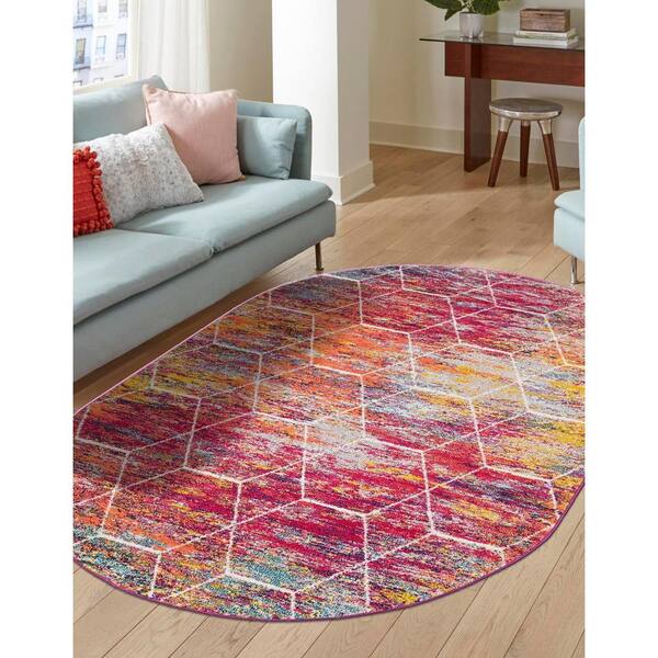 Trellis Frieze Geometric Multi 7 ft. 1 in. x 10 ft. Area Rug