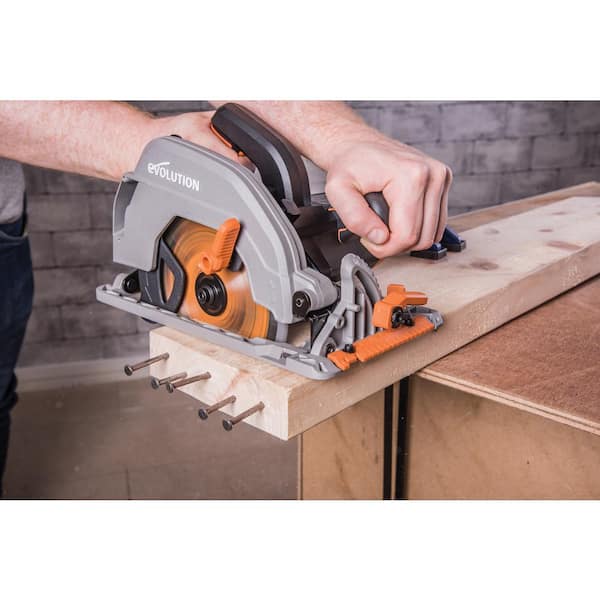 15 Amp 7-1/4 in. Circular Saw with LED Light, Electric Brake, 13 ft. Rubber Power Cord and Multi-Material Blade