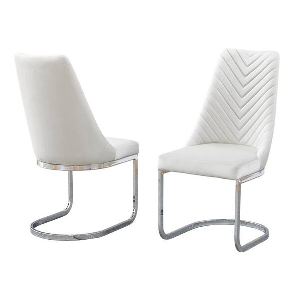 Best Quality Furniture Cristina Cream Velvet Fabric Dining Chair