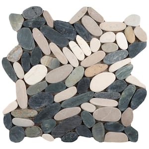 Venetian Pebbles 4 Color Honed 11.81 in. x 11.81 in. x 11 mm Pebbles Mesh-Mounted Mosaic Tile (0.97 sq. ft.)