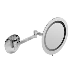 9 in. x 9 in. Lighted Wall Makeup Mirror in Polished Chrome