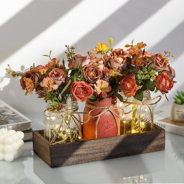 Orange Mason Jar Centerpiece Decorative Tray YY229ZX - The Home Depot