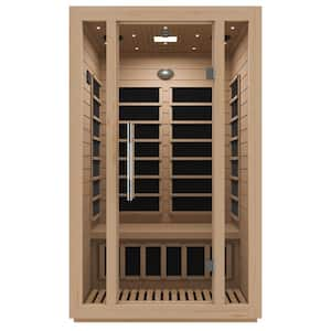 Home Sauna Room 2-Person Hemlock Wooden Indoor Infrared Sauna Spa with Touch Control Panel