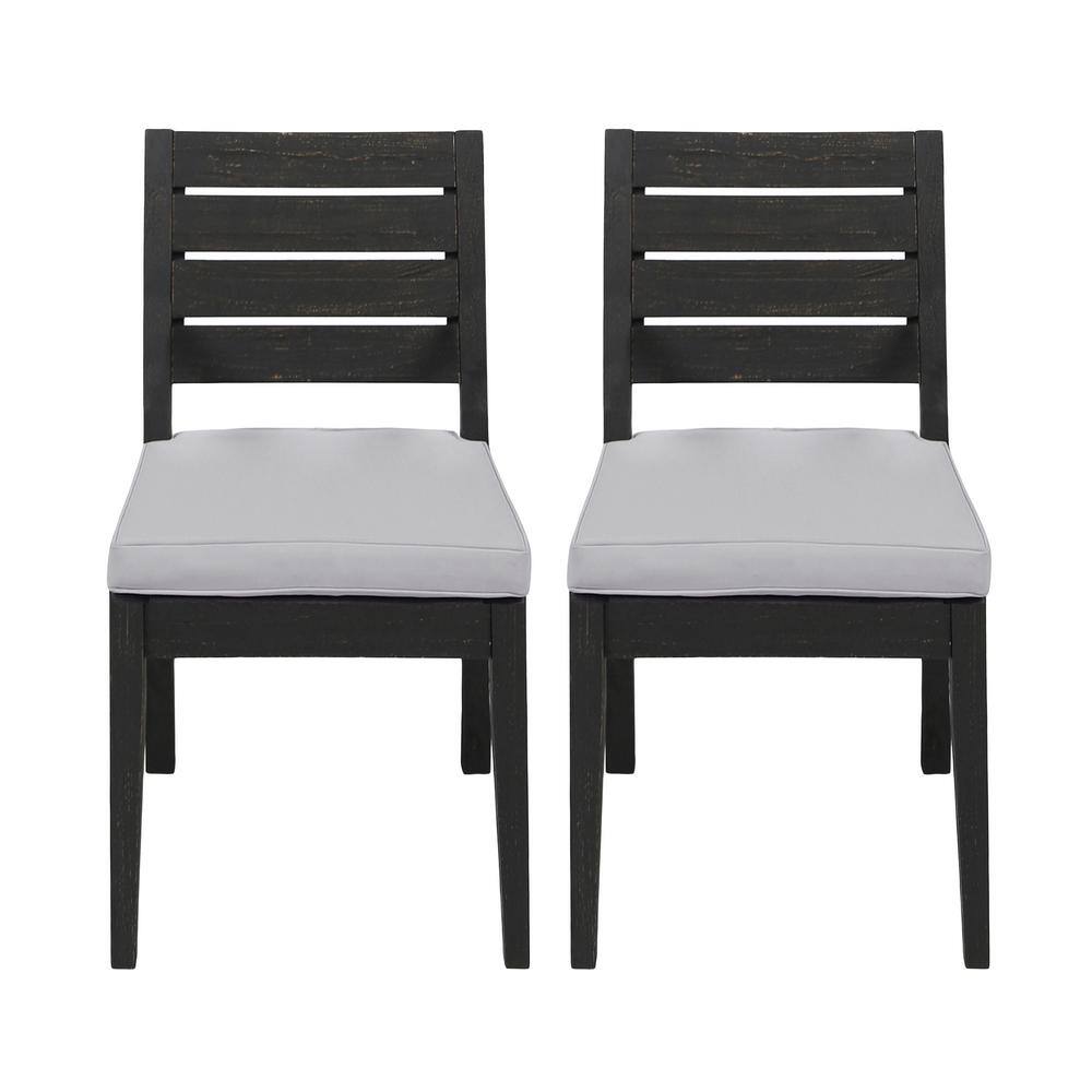 Hatherly Sandblasted Dark Gray Acacia Wood Outdoor Patio Dining Chair with Light Gray Cushions (2-Pack) price history on PriceWatchPro