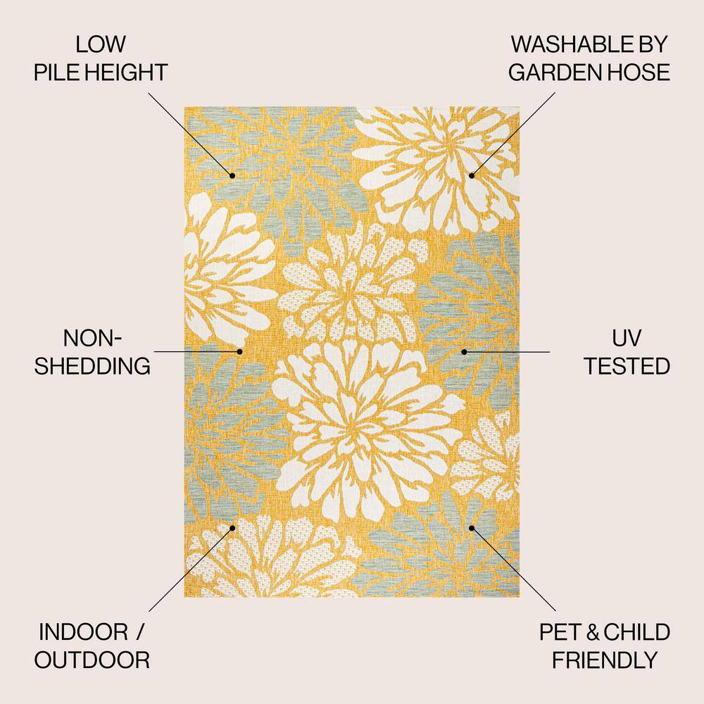 Modern Floral Geometric Gray Synthetic 8' x 10' Area Rug