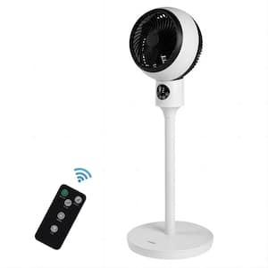 7 in.. Stand Fan Oscillation 70° Pedestal Fan 3 Speeds 15H Timing LED Display for Indoor, White (1-Pack)