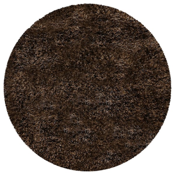 SUPERIOR Shag Cocoa 6 ft. 6 in. Round Elegant Soft Plush Area Rug