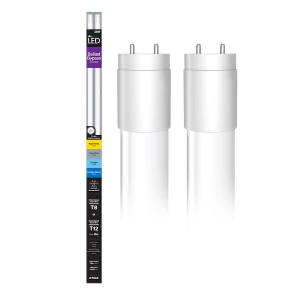18-Watt 4 ft. T8/T12 G13 Type B Ballast Bypass Linear LED Tube Light Bulb, Selectable White (2-Pack)