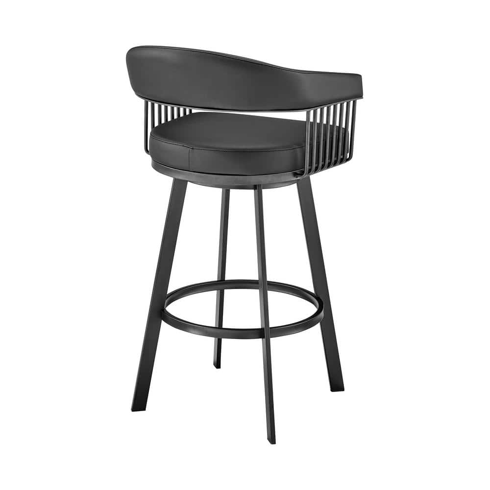 Chelsea Black Faux Leather Swivel Counter Stool