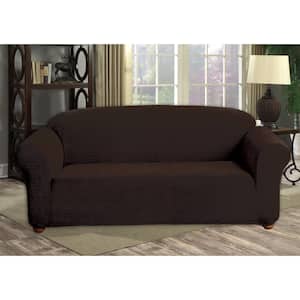 Hayden Water Resistant Chocolate Fit Polyester Fit Sofa Slip Cover