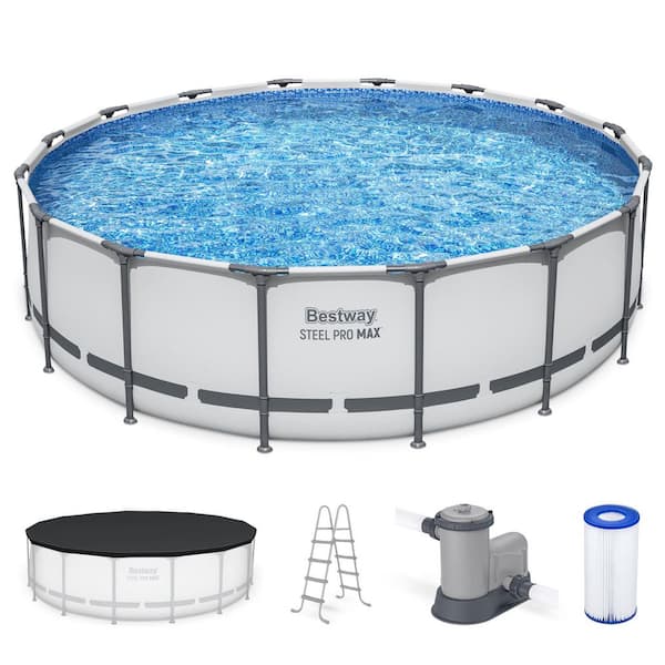 Steel Pro MAX 16 ft. Round 48 in. Deep Metal Frame Pool Set